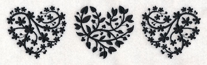 Leafy Hearts Trio (Blackwork)