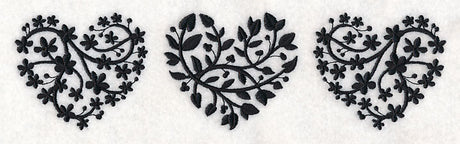 Leafy Hearts Trio (Blackwork)