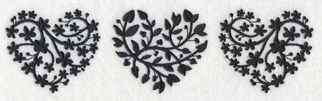 Leafy Hearts Trio (Blackwork)