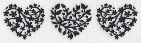 Leafy Hearts Trio (Blackwork)