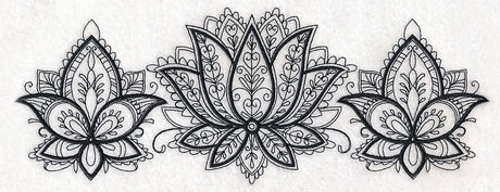 Mehndi Floral Trio (Blackwork)
