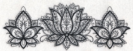 Mehndi Floral Trio (Blackwork)