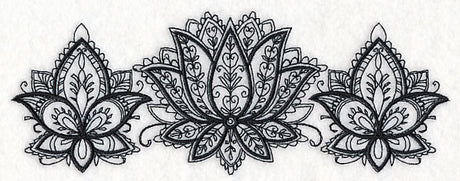 Mehndi Floral Trio (Blackwork)
