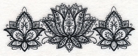 Mehndi Floral Trio (Blackwork)