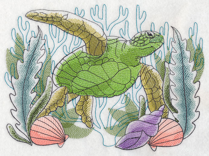 Tropical Sea Turtle Sketch