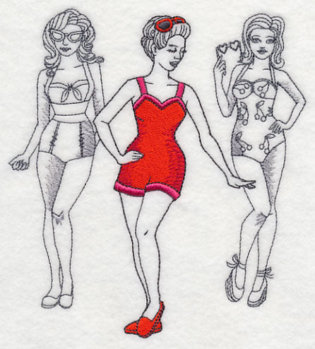 Retro Swimwear Fashion Plate - One-Piece Shorts