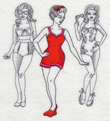 Retro Swimwear Fashion Plate - One-Piece Shorts