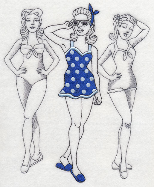 Retro Swimwear Fashion Plate - One-Piece Skirt