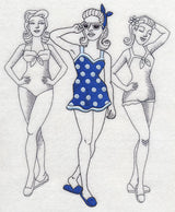 Retro Swimwear Fashion Plate - One-Piece Skirt