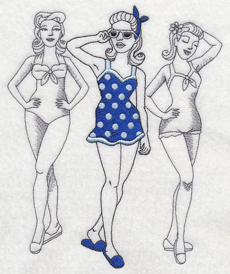 Retro Swimwear Fashion Plate - One-Piece Skirt
