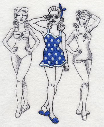 Retro Swimwear Fashion Plate - One-Piece Skirt