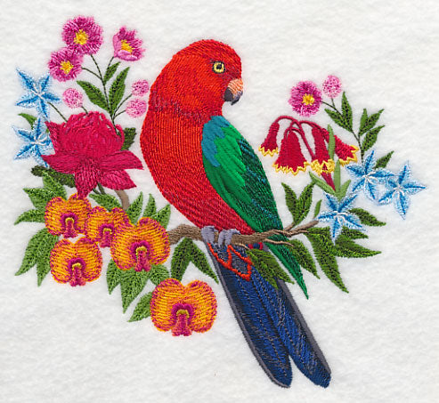 Australian King Parrot with Flowers