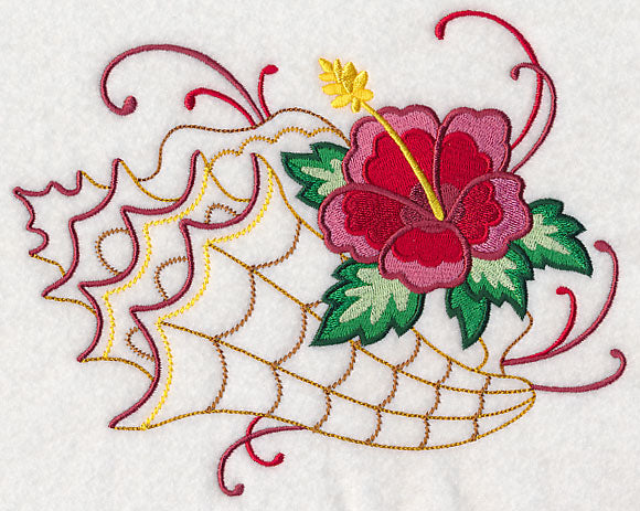 Hibiscus and Conch Shell (Vintage)