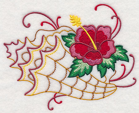 Hibiscus and Conch Shell (Vintage)