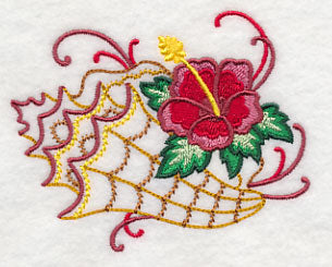 Hibiscus and Conch Shell (Vintage)