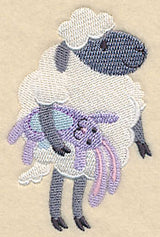 Sleepy Sheep with Stuffed Bunny