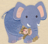 Sleepy Elephant with Stuffed Teddy Bear