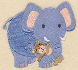 Sleepy Elephant with Stuffed Teddy Bear