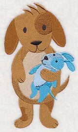 Sleepy Dog with Stuffed Dog