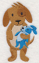 Sleepy Dog with Stuffed Dog