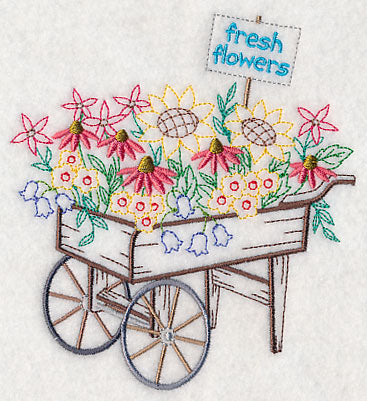 Flower Cart with Coneflowers