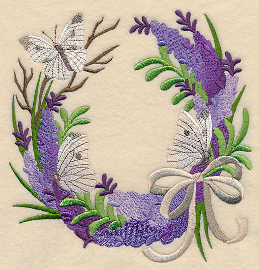 Lavender and Butterfly Wreath with Ribbon