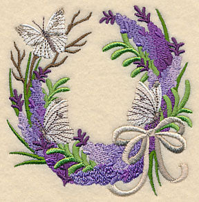 Lavender and Butterfly Wreath with Ribbon