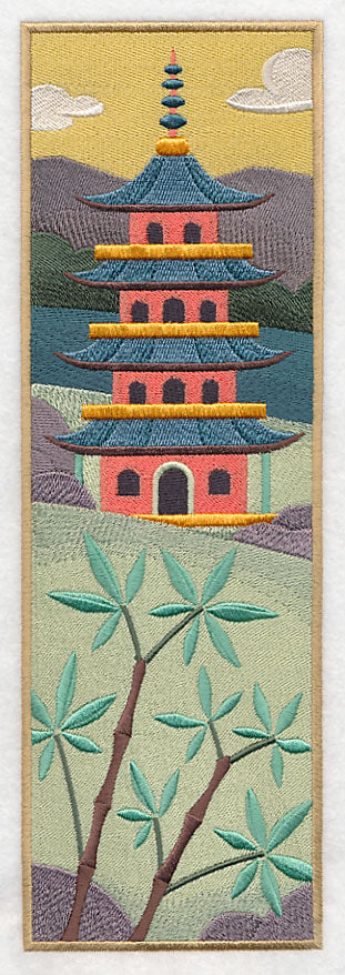 Japanese Garden Panel Scene - Temple