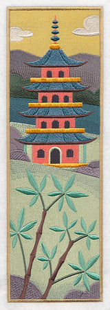 Japanese Garden Panel Scene - Temple