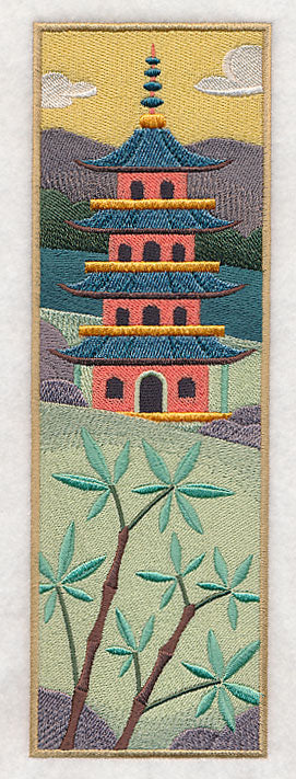 Japanese Garden Panel Scene - Temple