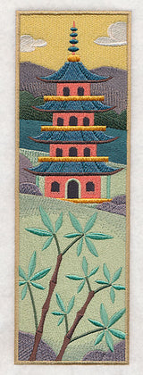 Japanese Garden Panel Scene - Temple