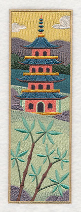 Japanese Garden Panel Scene - Temple