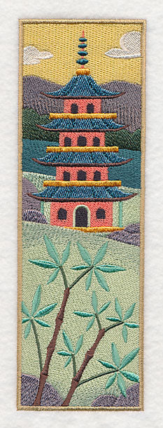 Japanese Garden Panel Scene - Temple