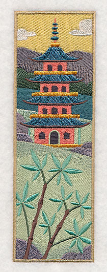 Japanese Garden Panel Scene - Temple