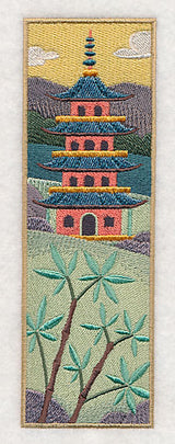 Japanese Garden Panel Scene - Temple