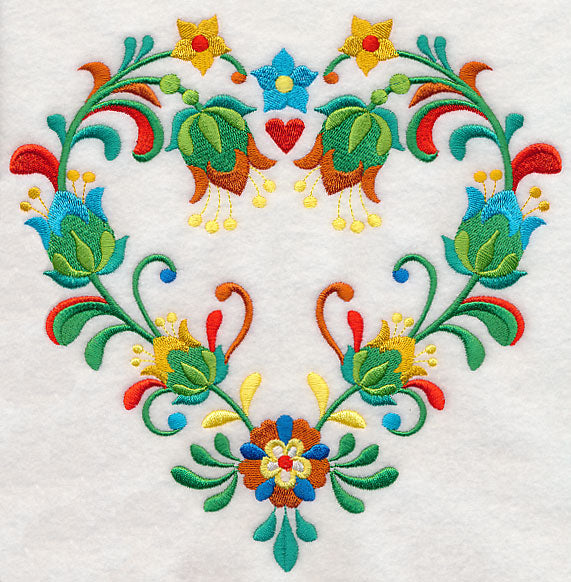 Folk Art Heart of Flowers
