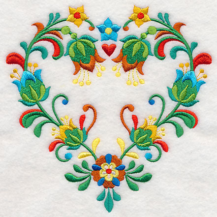 Folk Art Heart of Flowers