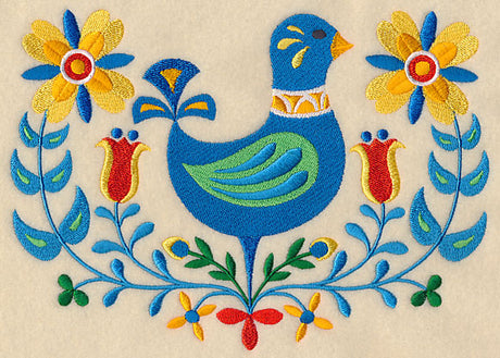 Folk Art Bird in Flowers