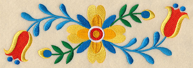 Folk Art Bird in Flowers Border