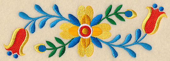 Folk Art Bird in Flowers Border