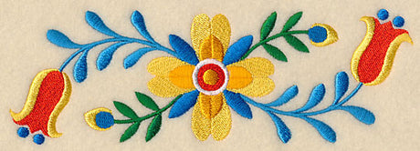 Folk Art Bird in Flowers Border