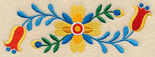 Folk Art Bird in Flowers Border