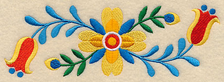 Folk Art Bird in Flowers Border