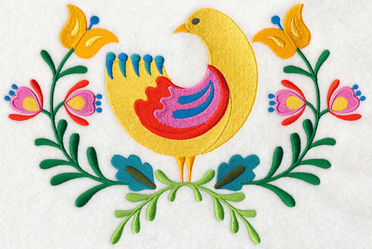 Folk Art Bird in Bloom