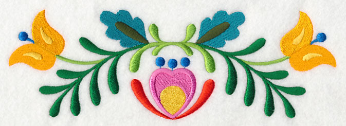 Folk Art Bird in Bloom Border