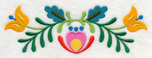 Folk Art Bird in Bloom Border