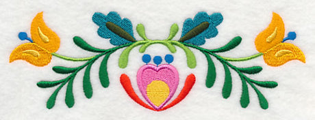 Folk Art Bird in Bloom Border