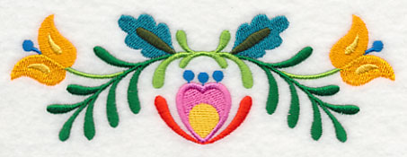 Folk Art Bird in Bloom Border