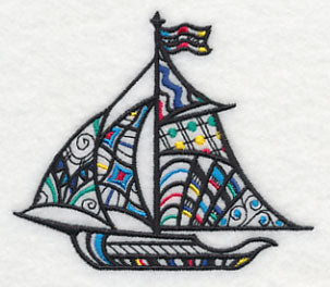 Sailboat at Sea (Blackwork)