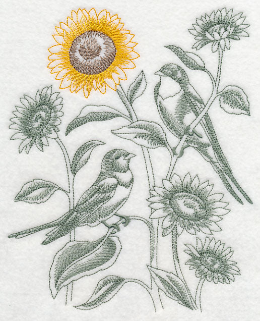Sunflower and Barn Swallows (Toile)
